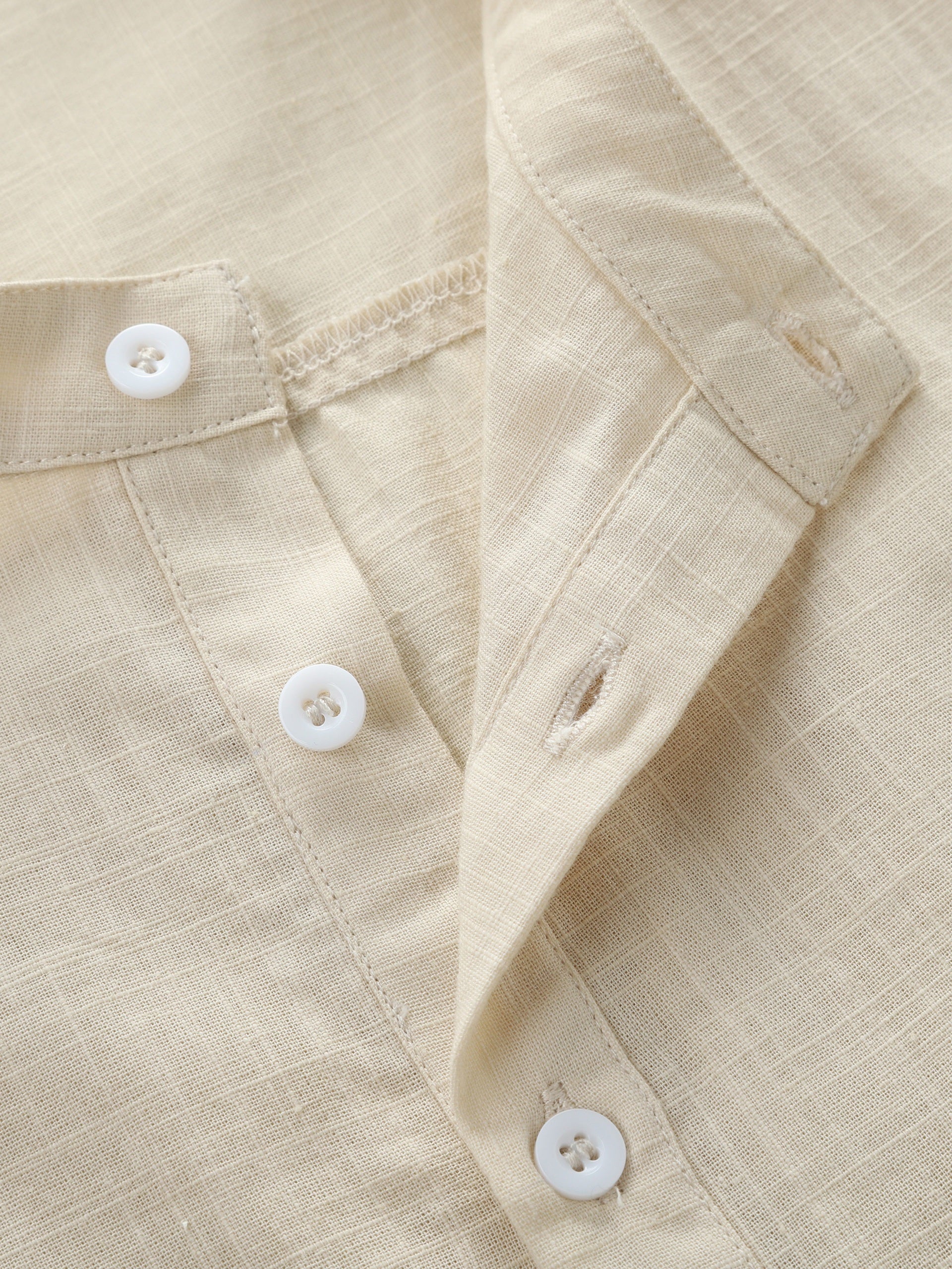 Plus Size Men's Cotton Henley Shirt Long Sleeve Casual Vacation Solid Color