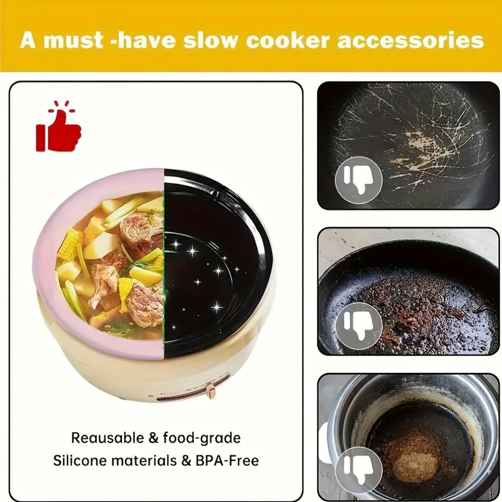 Reusable Silicone Slow Cooker Liner 6-8 Quart Leakproof Dishwasher Safe Oval Round