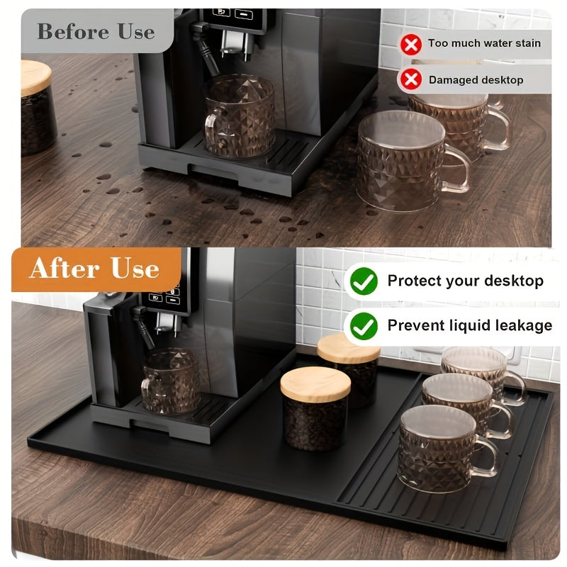 Silicone Coffee Bar Mat Black 59.94cm x 39.88cm Countertop Protector