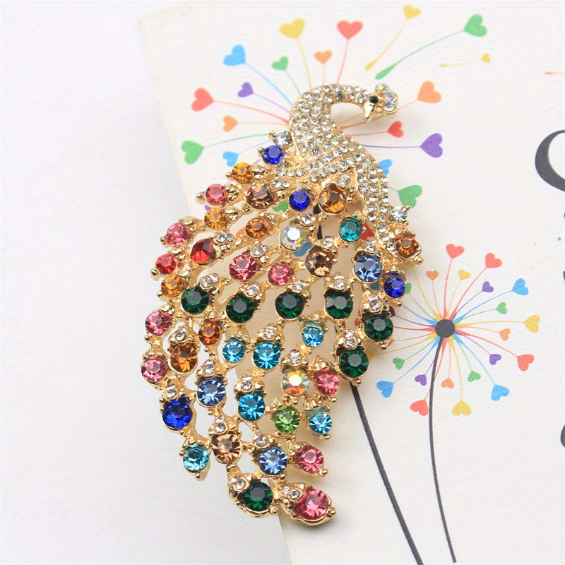 Broche de pavo real con animal pin y cristales de imitación para accesorios de moda para mujeres