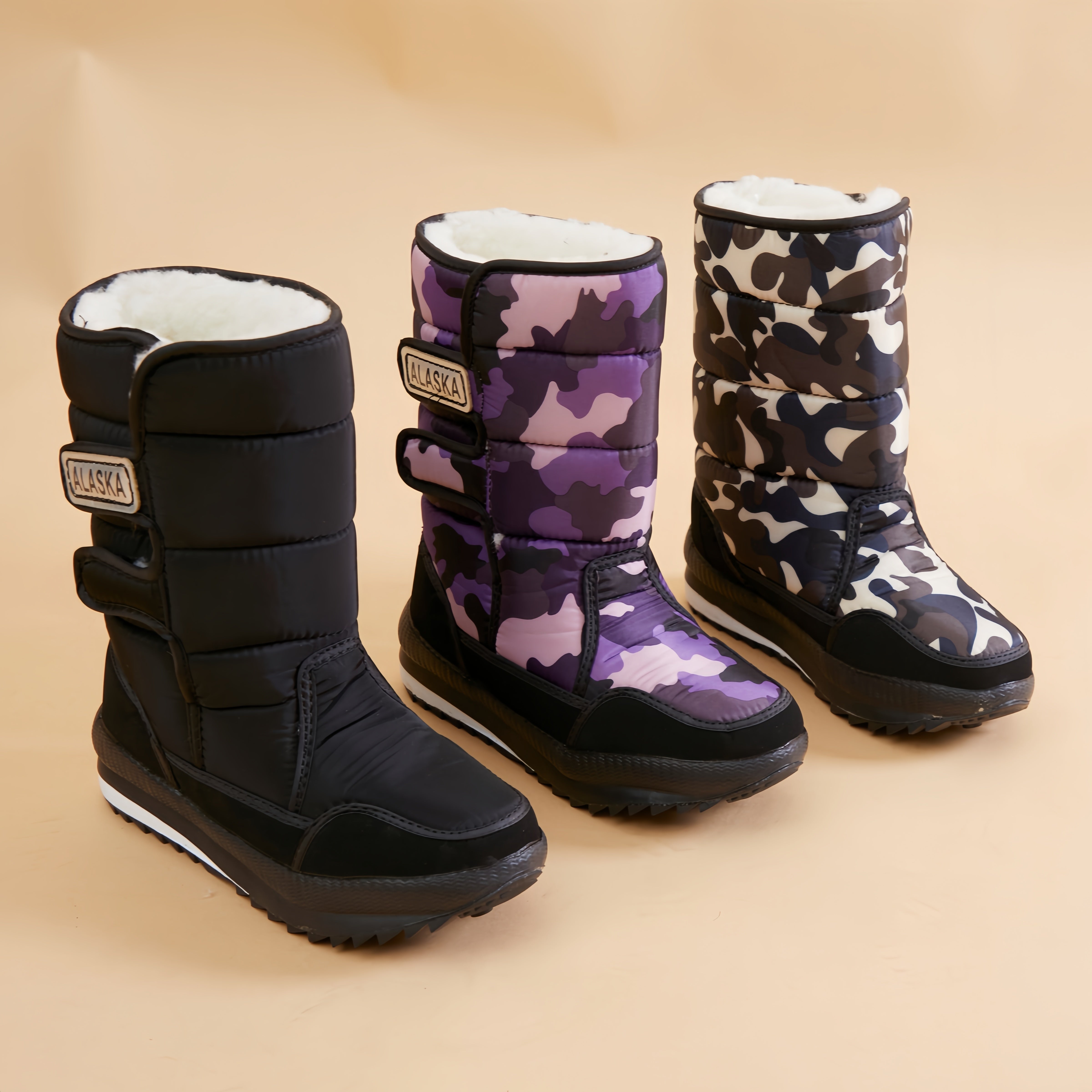 Women's Fleece-Lined Mid-Calf Winter Boots with Anti-Slip Thick Sole