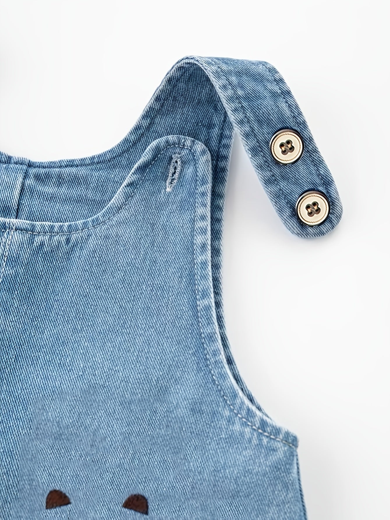 Детский джинсовый комбинезон с вышивкой лица кота для весенних и осенних прогулок на свежем воздухе