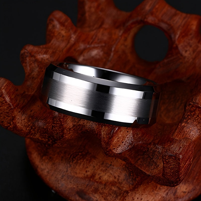 Men's Tungsten Steel Ring Durable Black Wedding Band Size 10