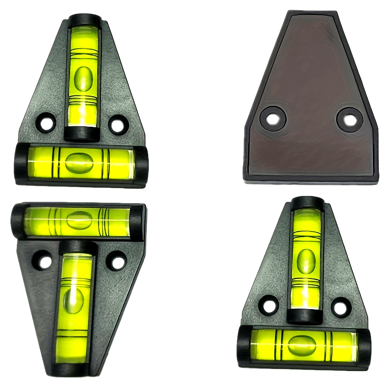 Juego de 4 niveles de burbuja impermeables para autocaravanas, comprobador cruzado, nivelador externo de expansión para camper y remolque
