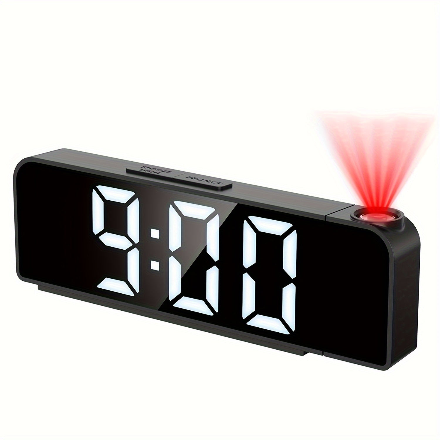 LED Projection Alarm Clock with 180° Rotatable Projector Adjustable Brightness Temperature Display USB Powered for Bedroom or Home Office