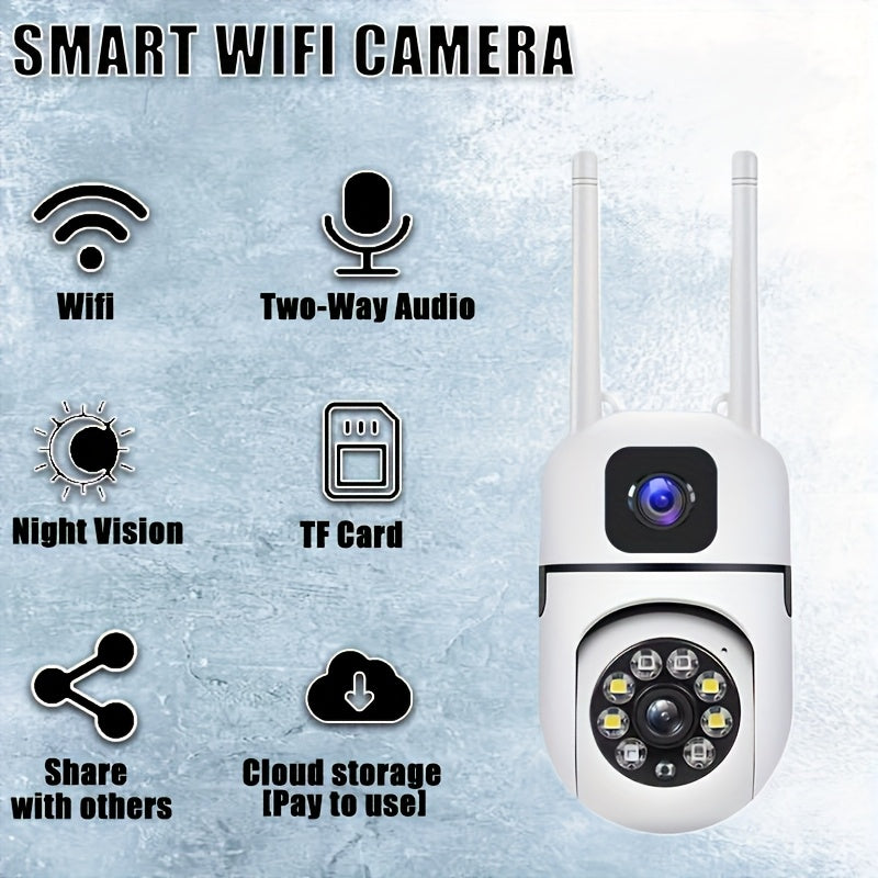 Беспроводные домашние камеры безопасности с 360° панорамированием/наклоном, цветной ночной видимостью, двусторонним аудио и детекцией движения - идеально подходит для наблюдения за питомцами и нянями - питание от USB, карта памяти не включена.