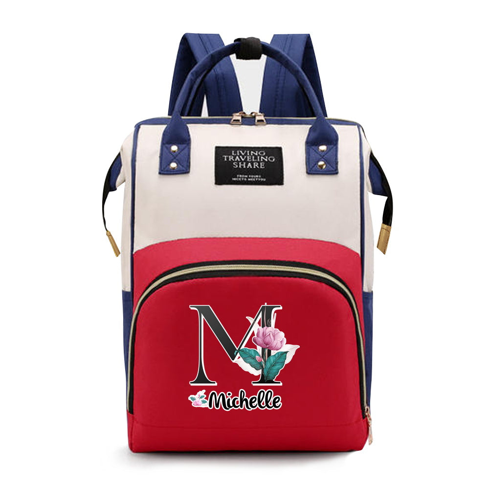 Персонализированная сумка для подгузников из оксфордской ткани с индивидуальными инициалами - Просторная сумка для мам с дизайном букв A-Z, идеальна для путешествий и повседневного использования, с карманами для бутылочек для женщин