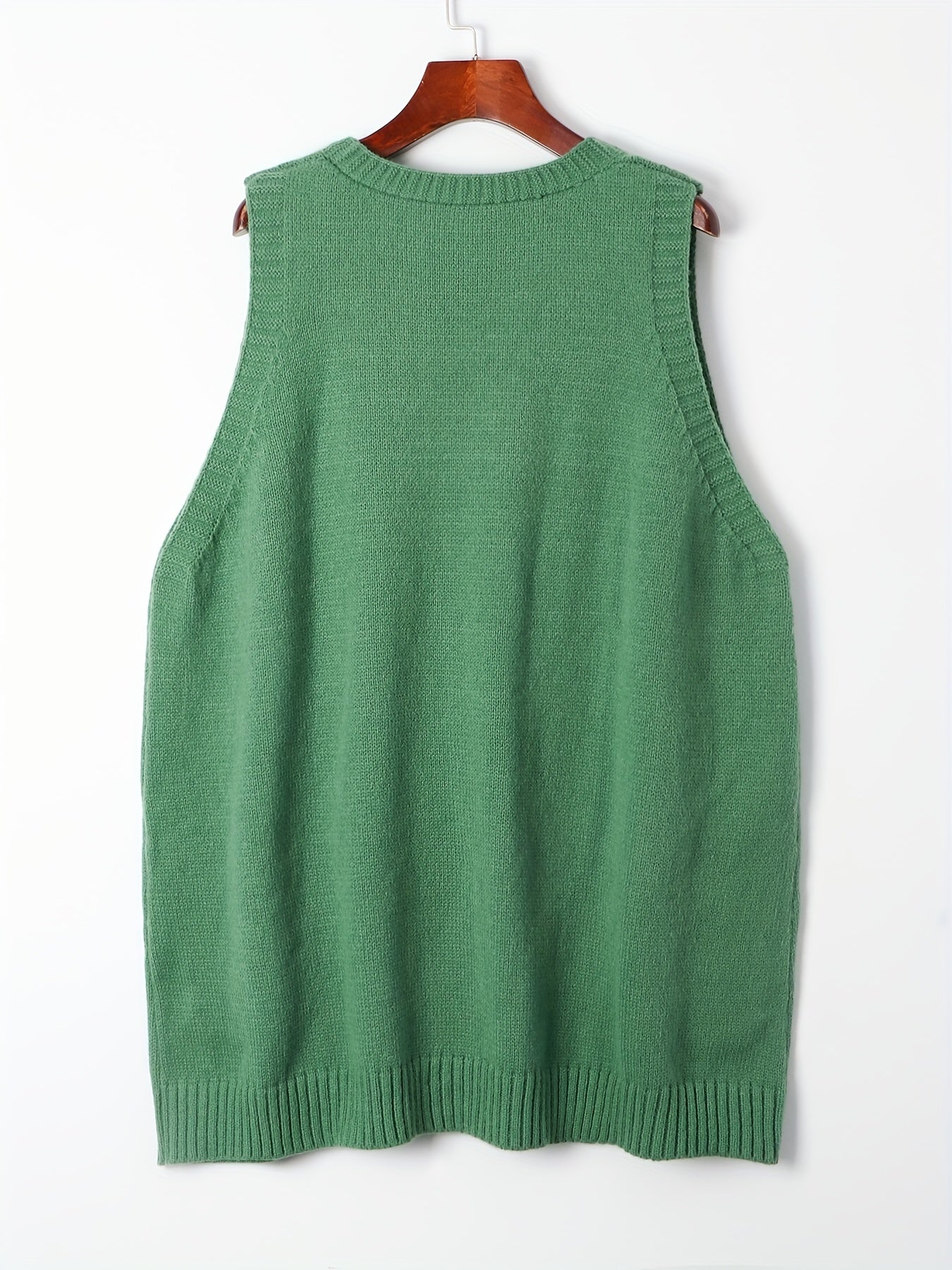 Plus Size Women Knit Sweater Vest Casual V Neck Sleeveless Fall Winter