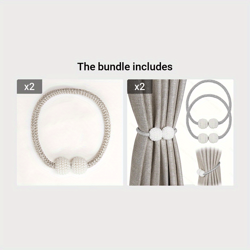 Set of 2 Magnetic Curtain Tiebacks Heavy Duty Rope Clips for Living Room and Office