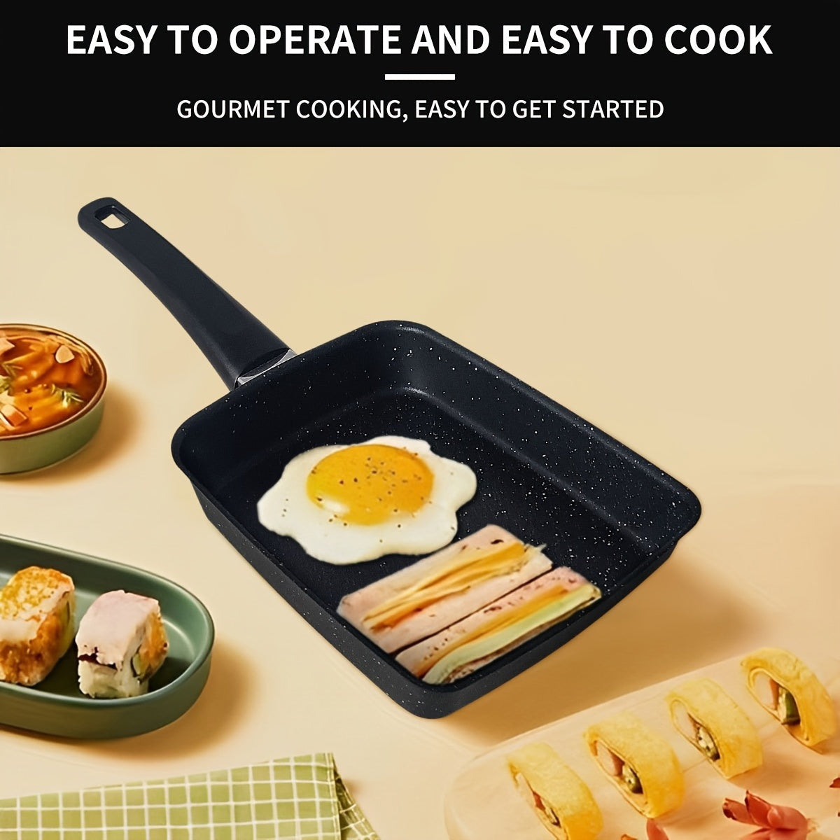 Cast Iron Skillet Non-Stick Japanese Design for Omelettes Burgers and More