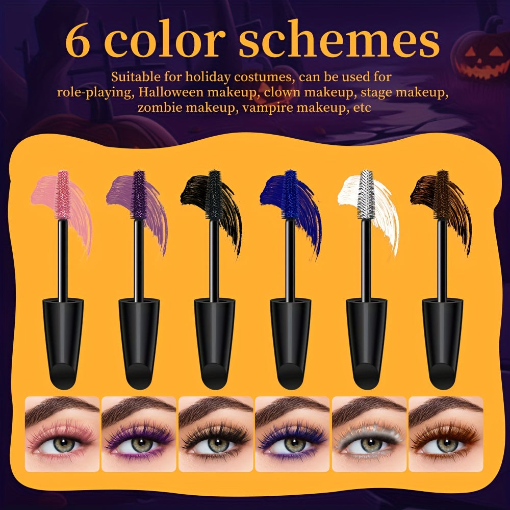 Women's Waterproof Colorful Mascara 6 Shades Curled Long Lashes