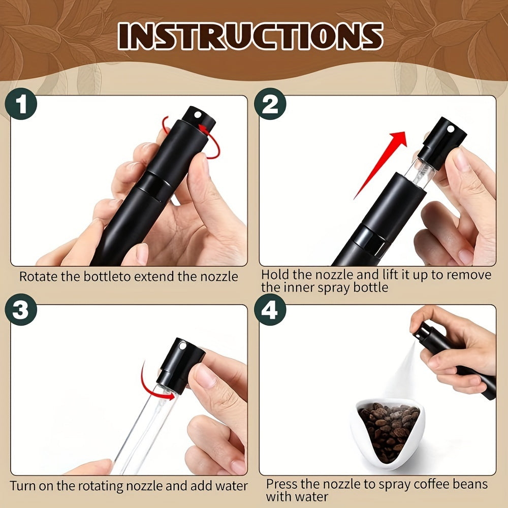 Kofe aksessuarlar to'plami: keramika dozaj kubogi, sprej shisha, aralashtirish qoshiq, qora yoki oq variantlar