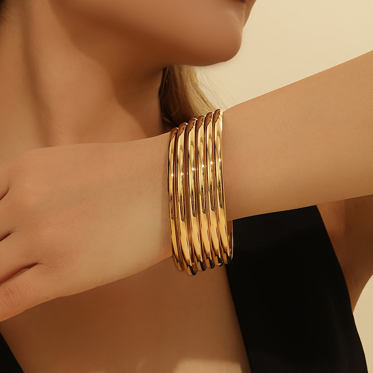 Set of 5 Vintage-Inspired Gold Plated Slim Bangles for Women and Brides