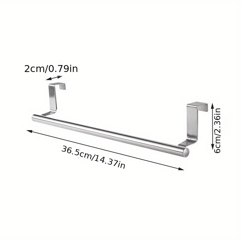 Barra de toalla de acero inoxidable para puertas y armarios de baño sin necesidad de perforar