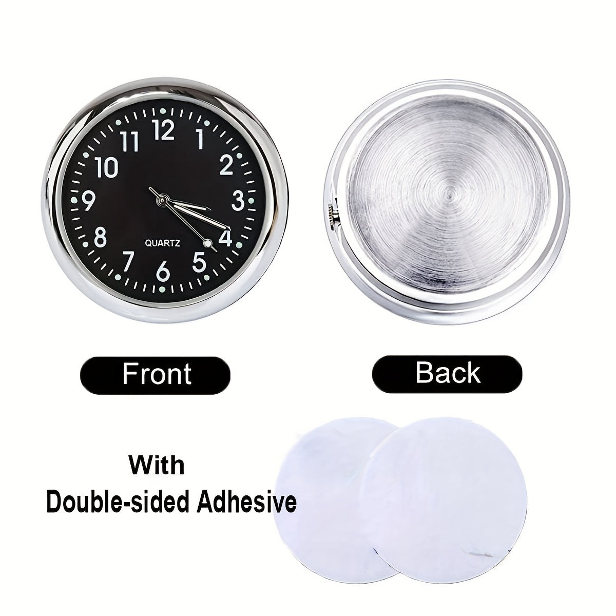 Decorative Car Dashboard Clock Non-Rechargeable Quartz Stick-On Accessory