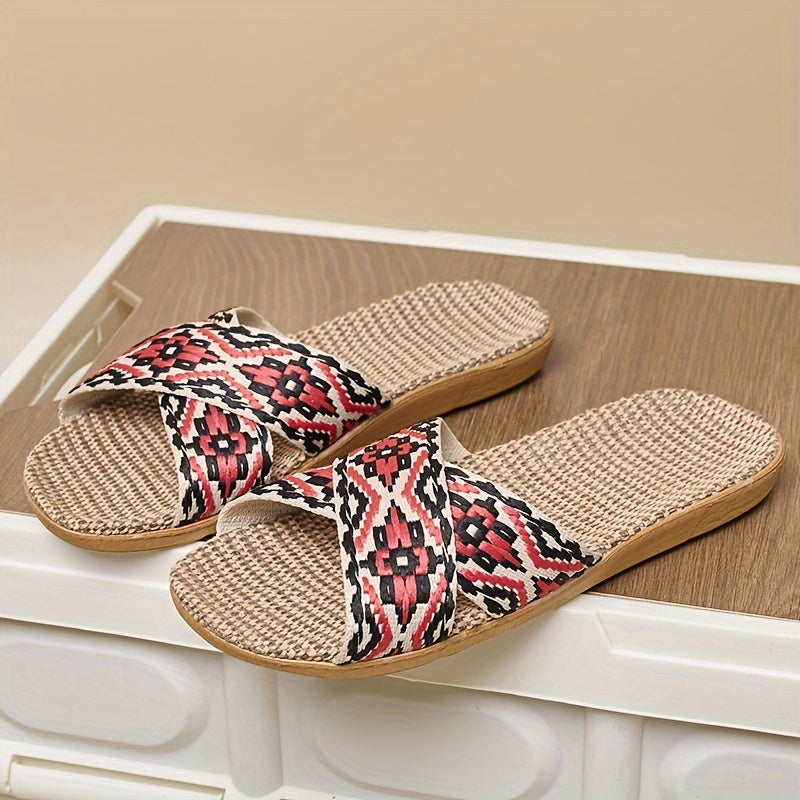 Ayollar uchun linen slip-on ichki uy poyabzali ochiq barmoqli qulay