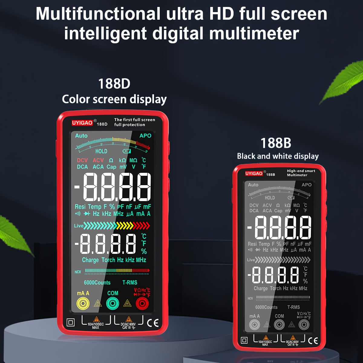Digital Multimeter TRMS 6000 Counts Auto-Ranging AC/DC Voltage Current Resistance