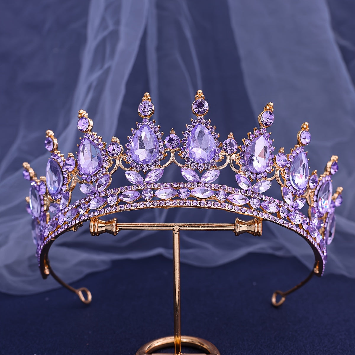 Women Girls Baroque Style Crown Tiara with Rhinestones for Parties and Dress Up