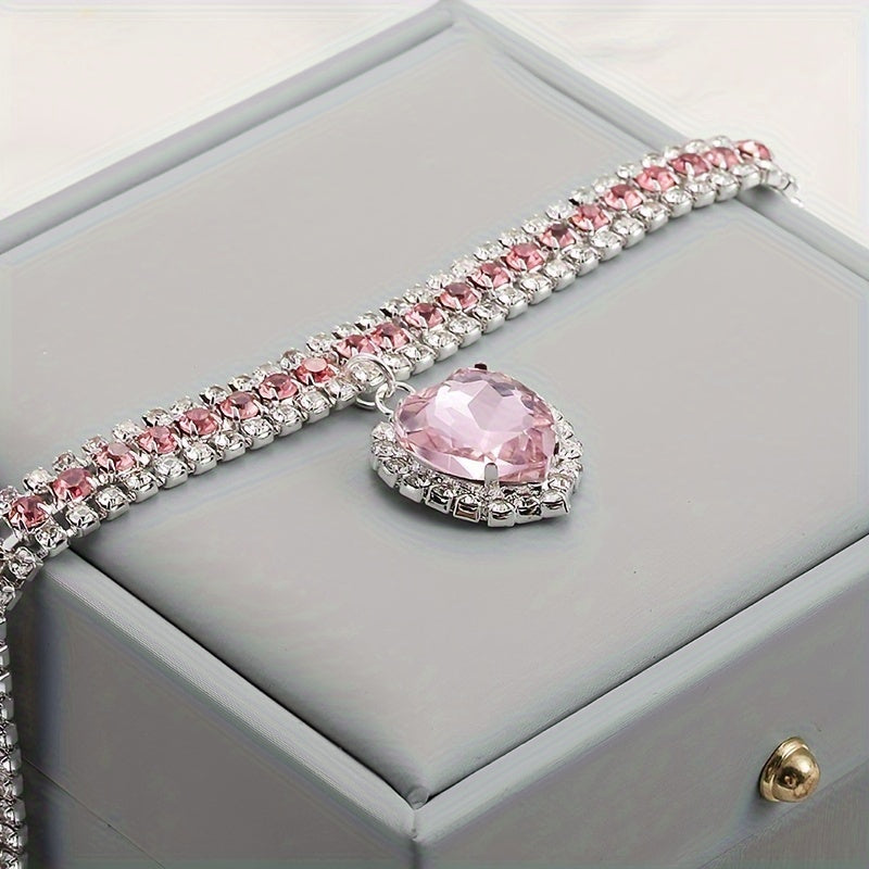 Colorful Pet Collar with Crystal Pendant for Small Cats and Dogs in Pink and Blue