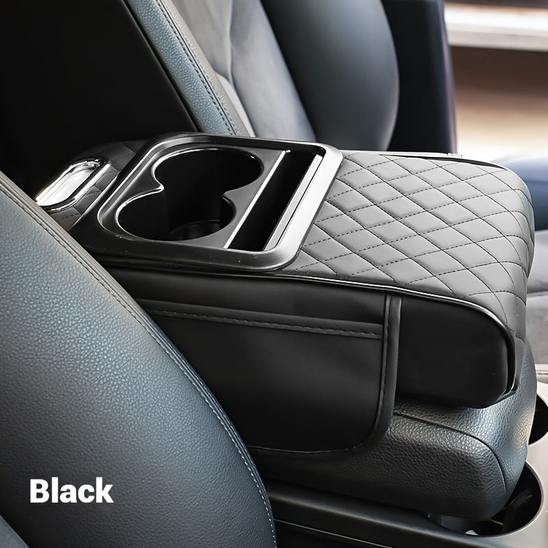 PU Leather Car Armrest Organizer with Cup Holder Tissue Box Storage