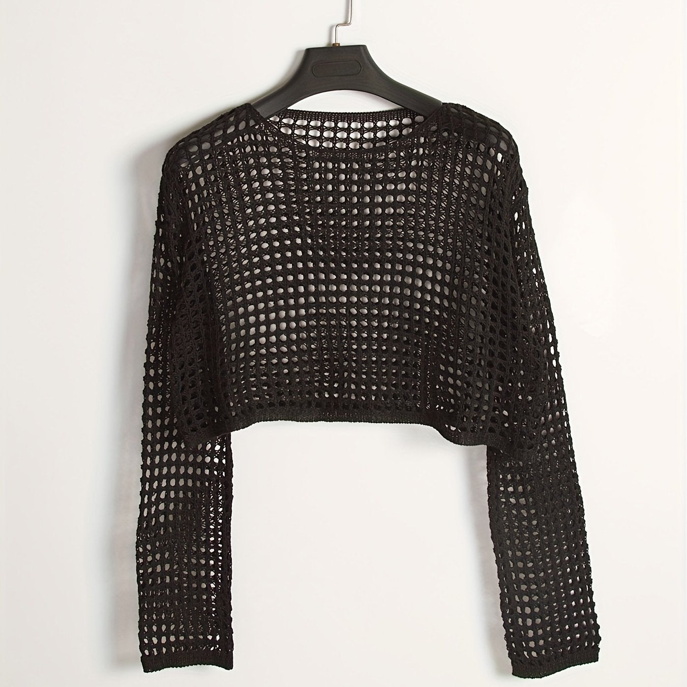 Women's Polyester Crew Neck Knit Top with Long Sleeves Sun Protection Short Length