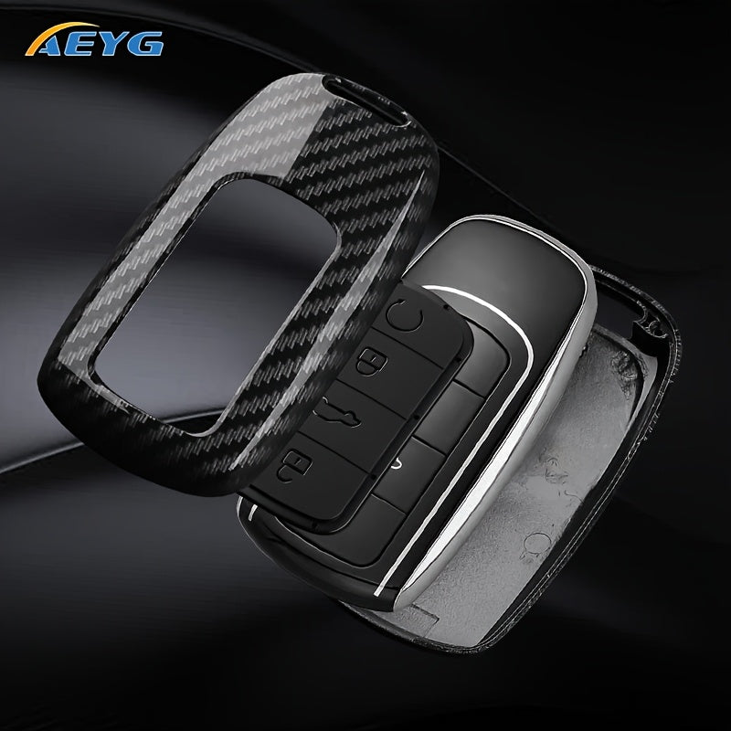Car Key Case Cover for SUV, Carbon Fiber Style, Fob Protector, Black