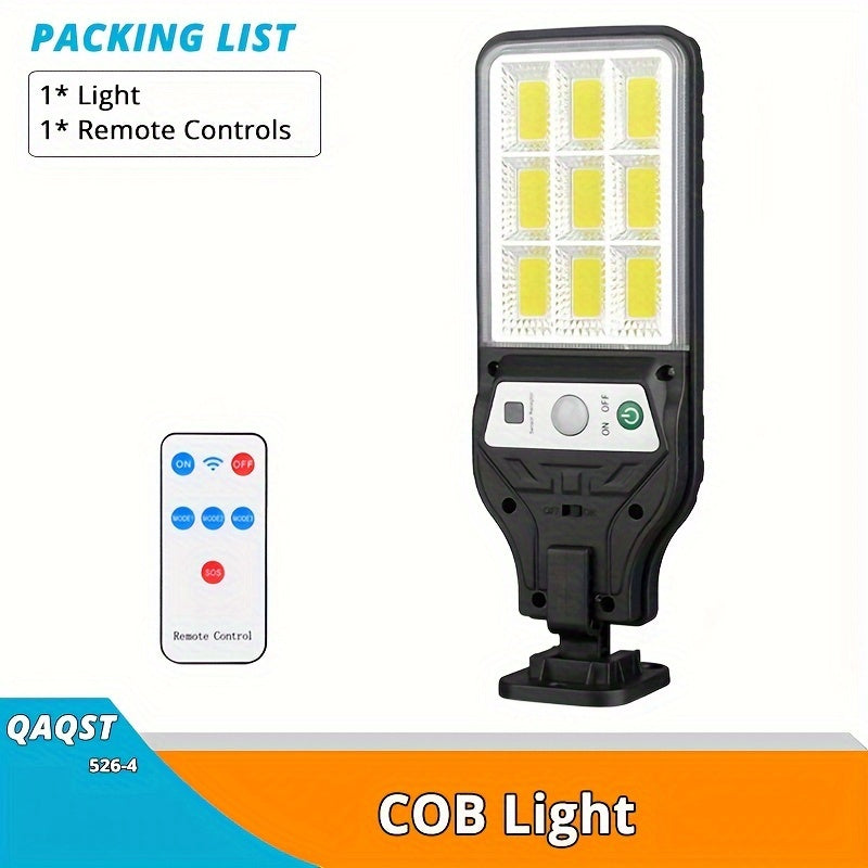 Solar Powered LED Wall Light with Motion Sensor Remote Control and Rechargeable Lithium Battery