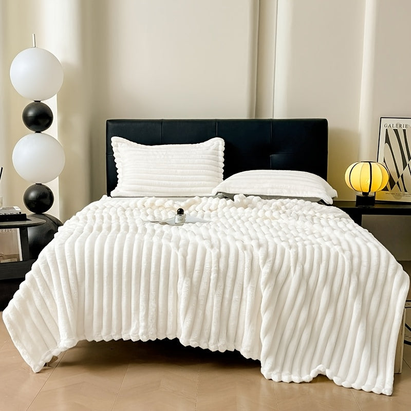 Soft Cozy Ribbed Blanket for Sofa Bed Pet Use, Skin-Friendly