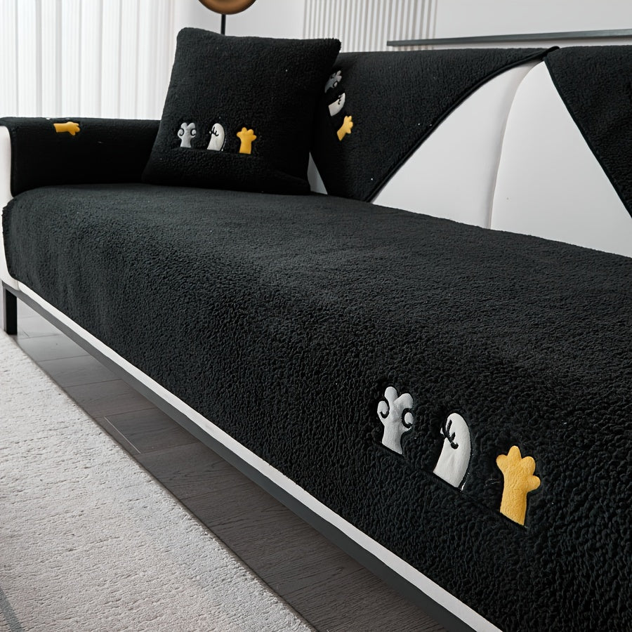 Роскошный фальшивый овечий плюшевый чехол для дивана на зиму, дружелюбный к домашним животным и стираемый в машине. Обеспечивает защиту от царапин и подходит для диванов от одного до четырех мест, а также для кроватей и подушек.