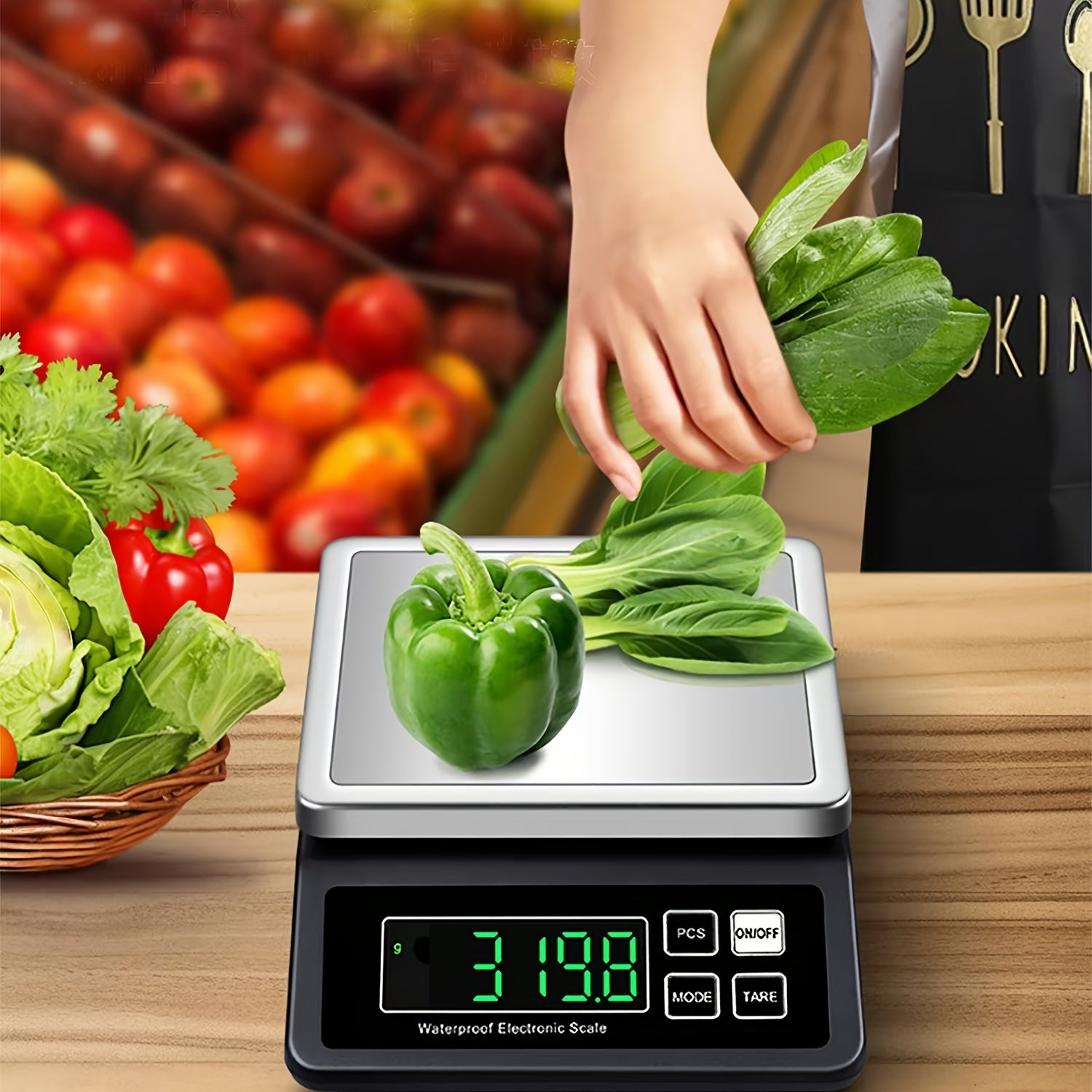 High-Precision Digital Kitchen Scale USB Rechargeable Stainless Steel 33lb