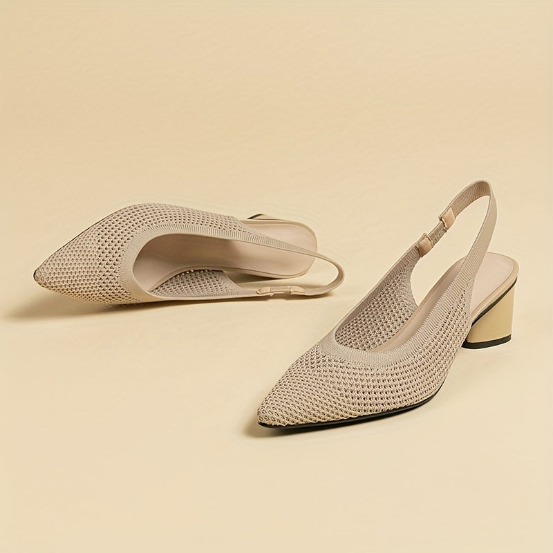 Ayollar uchun chunky tovonli to'qilgan sandallar, mustahkam rangli uchburchak barmoq, elastik tasma va havo o'tkazuvchi orqa dizayn bilan.