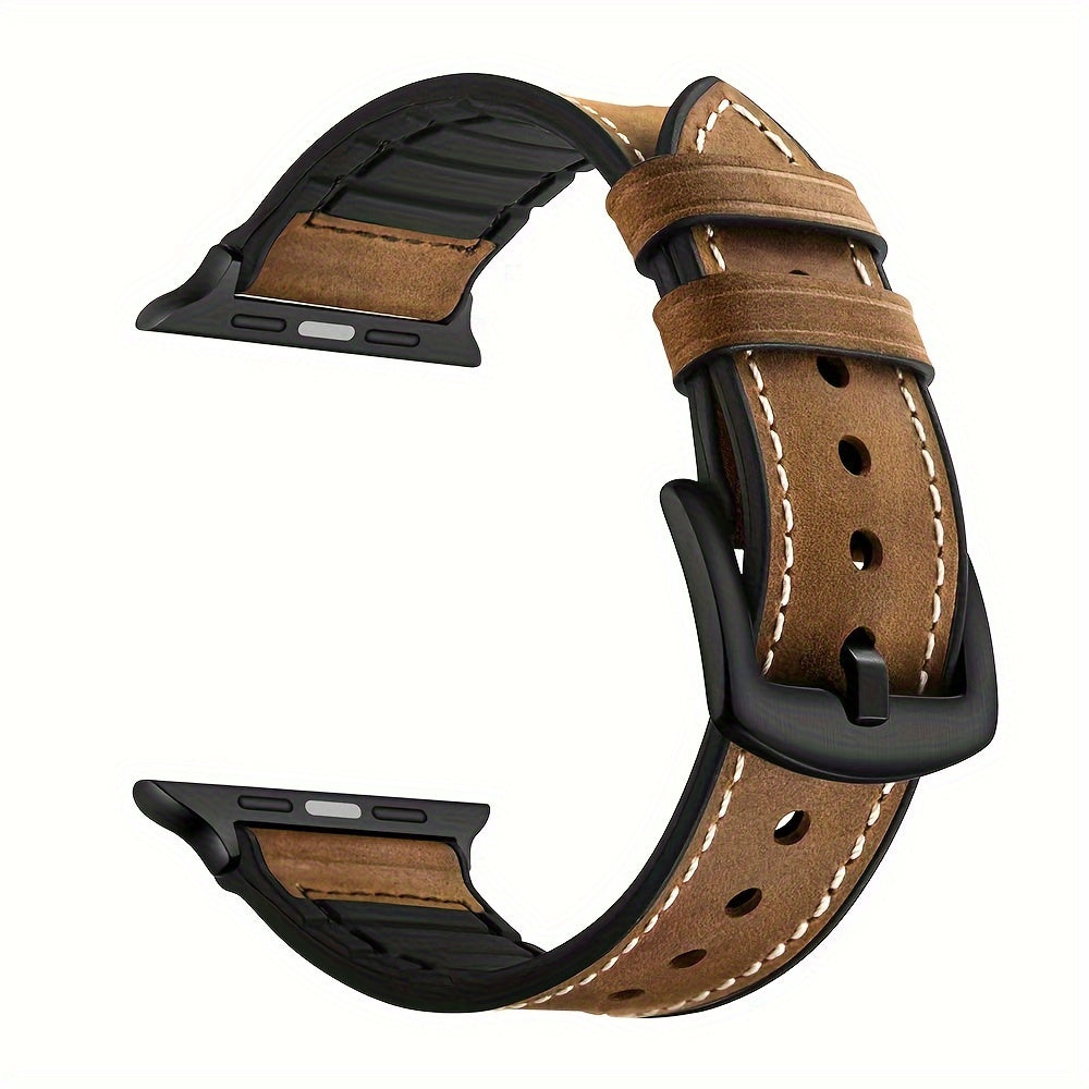 Faux Leather Watch Strap for iWatch Series 3 4 5 6 7 8 Ultra SE 38mm 40mm 41mm 42mm 44mm 45mm 49mm