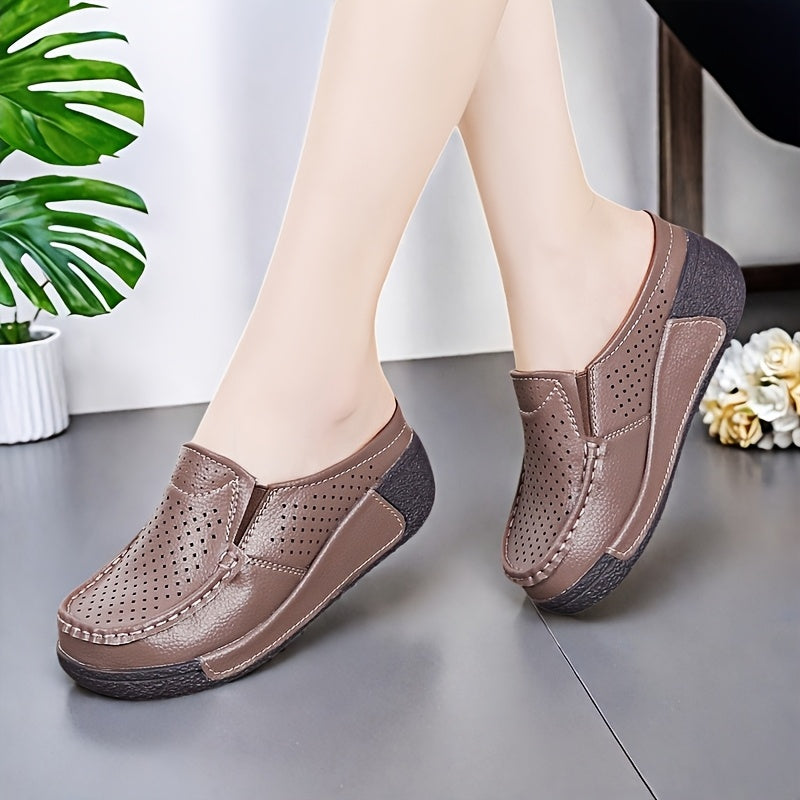 Women's Breathable Slip-On Mules with Cushioned Sole in Grey and Brown
