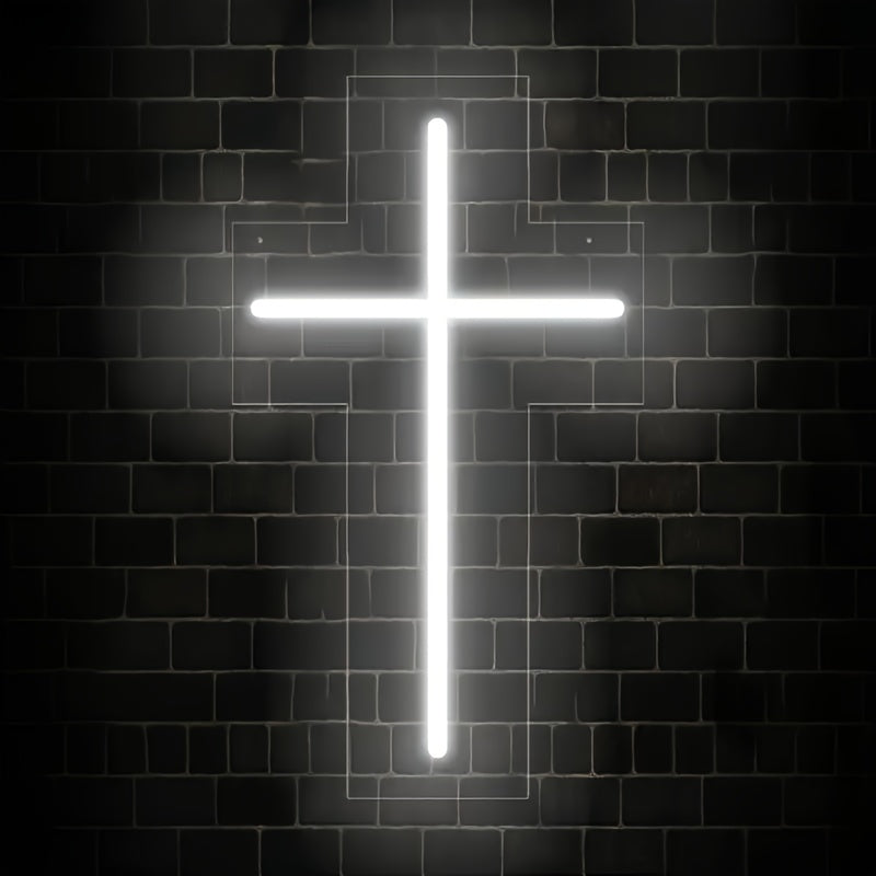 White Cross Neon Light USB Powered for Home Decor and Fans