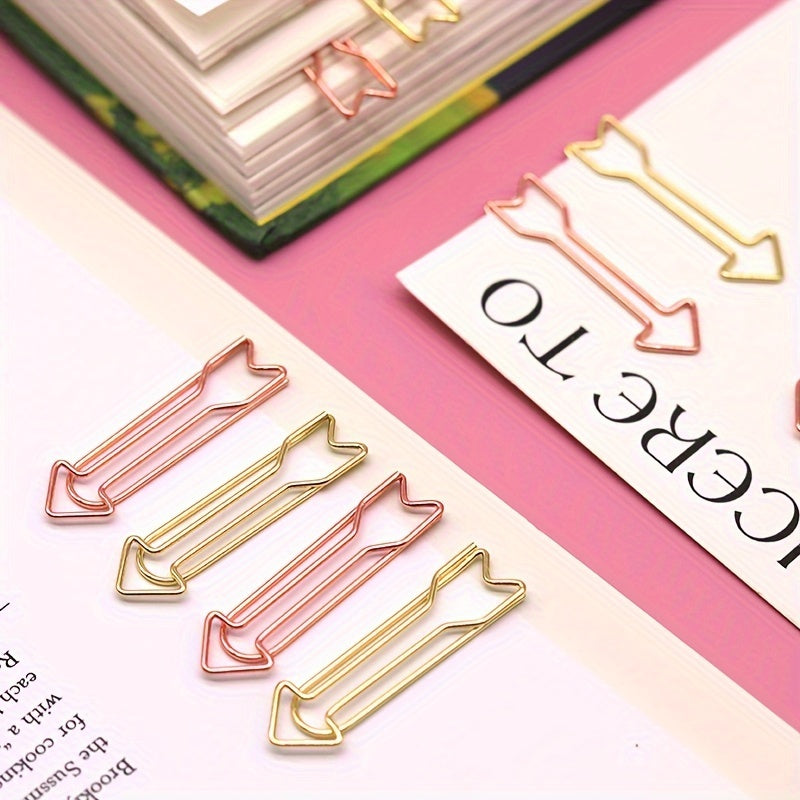 10 Colorful Arrow-Shaped Paper Clips Metal Spiral Office Data Clips Memo Binding Clips