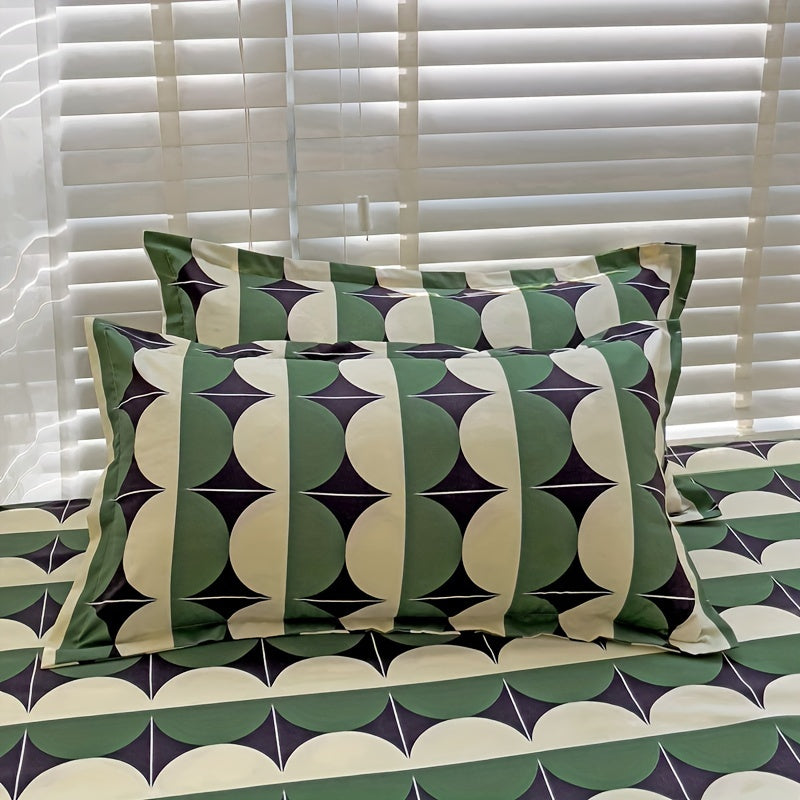 Fundas de almohada de algodón con aloe vera y cierre de sobre, patrón geométrico, lavables a máquina