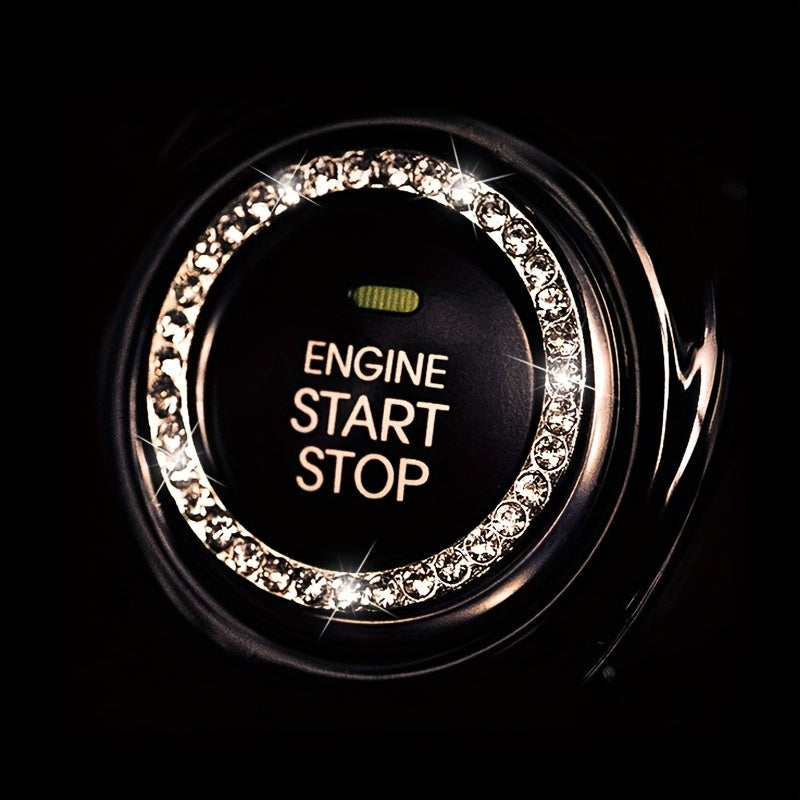 Women's Crystal Interior Car Engine Ignition Switch Cover Sparkle