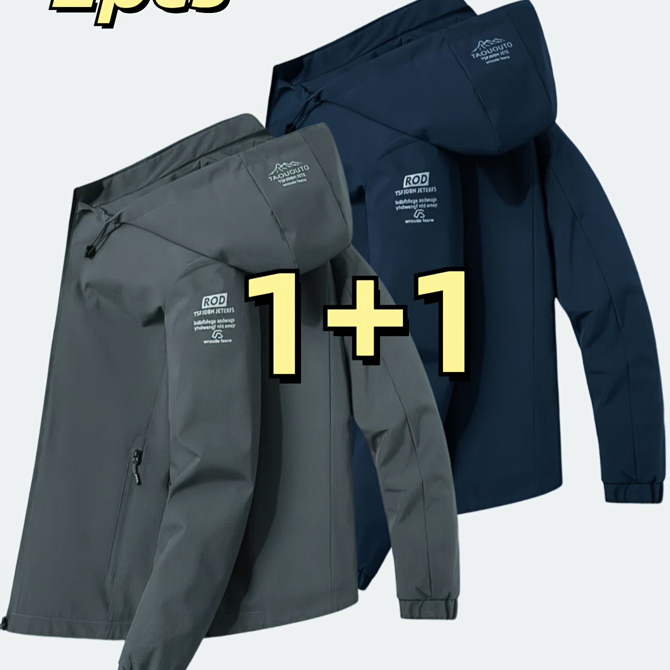 Erkaklar uchun shamol o'tkazmaydigan kapüşonli kurtka, tasodifiy koreys uslubida "Tashqi sarguzasht" tikuv bilan, qora va kulrang ranglarda mavjud.