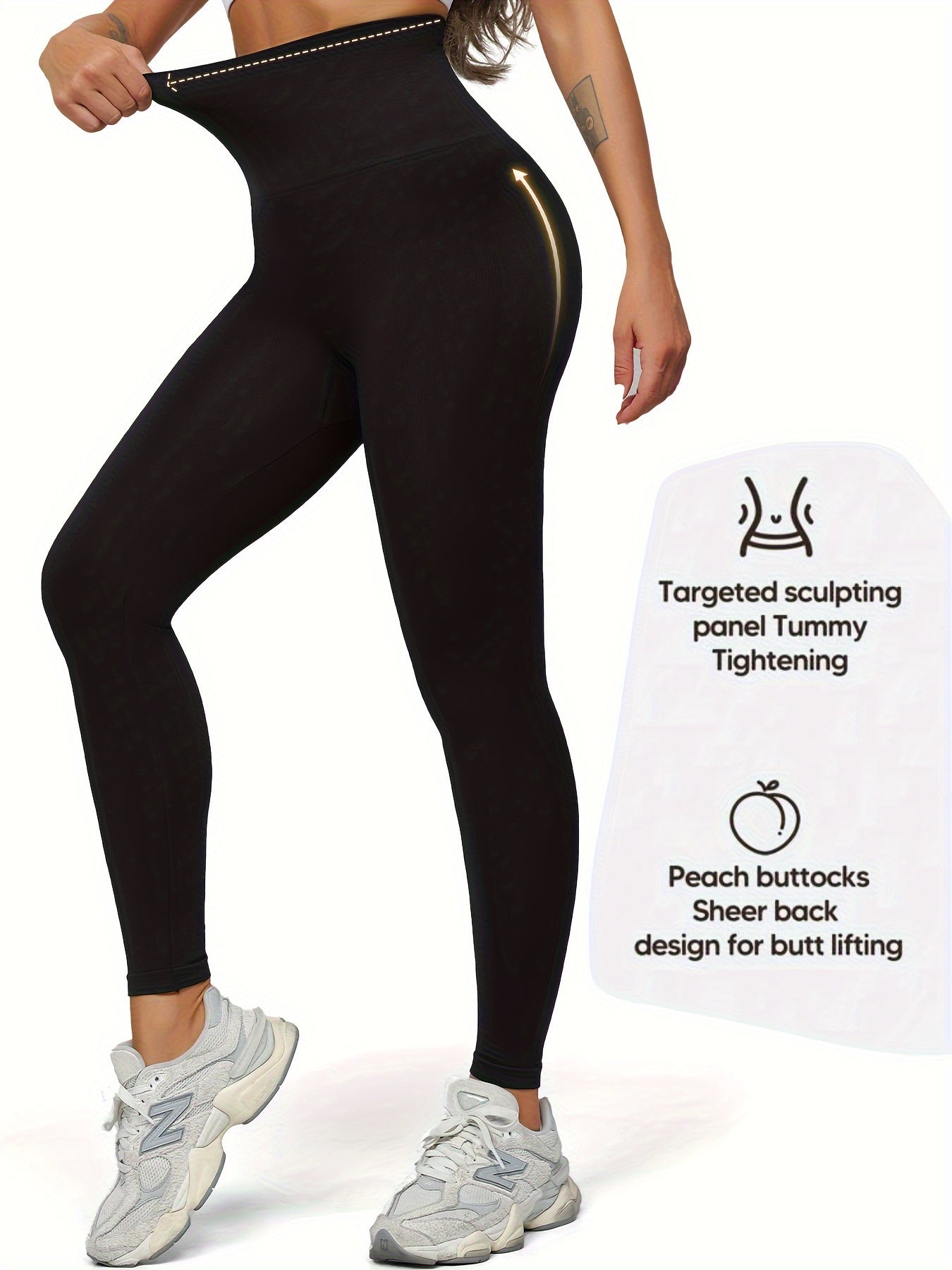 Women's High-Waist Yoga Leggings Tummy Control Butt Lift Solid Nylon Blend All-Season