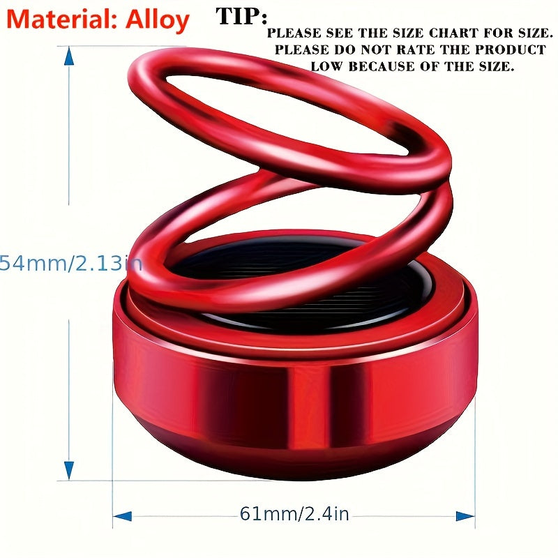 Dual-Ring Car Air Freshener Solar Powered Fragrance Diffuser Red Metallic