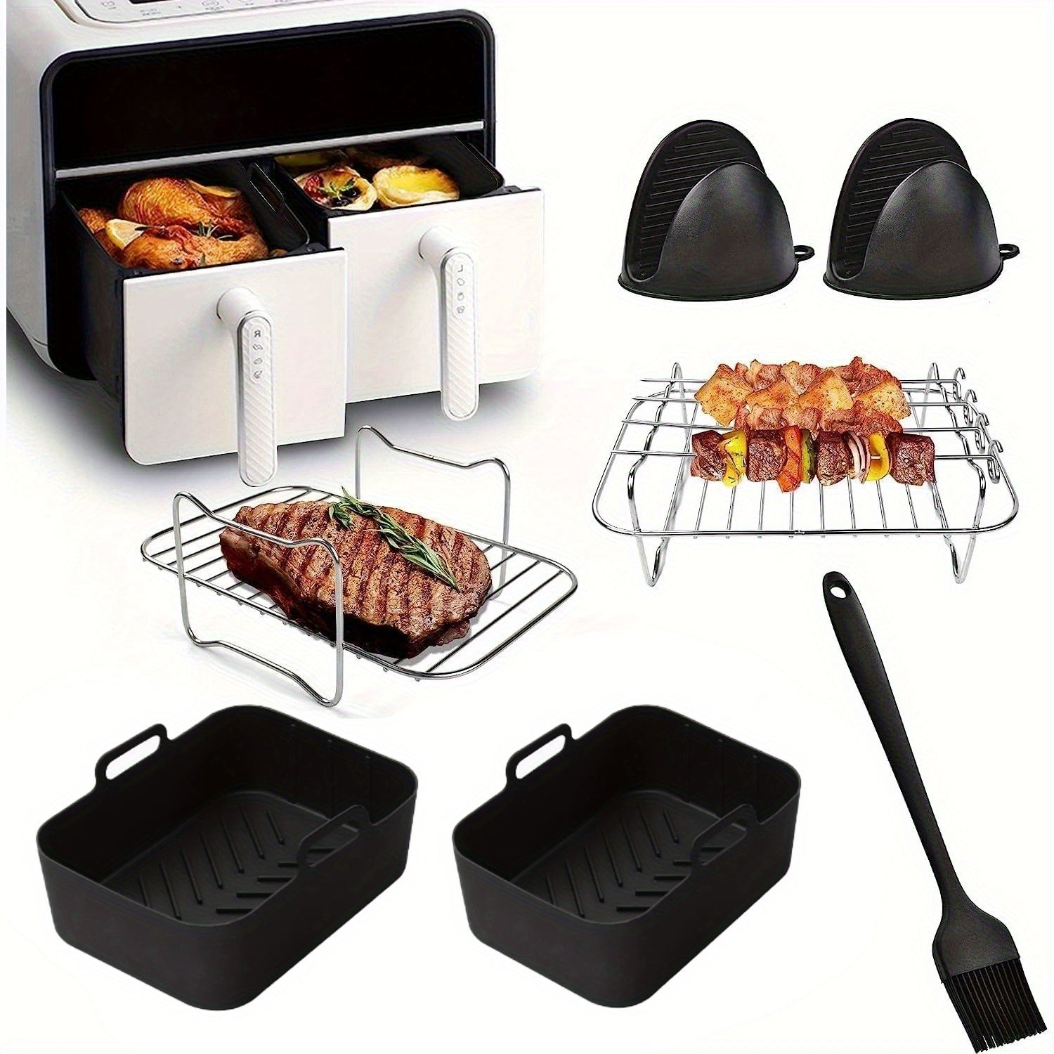 Ninja Dual Zone Air Fryer pishirish uchun metall plastinalar va idishlar