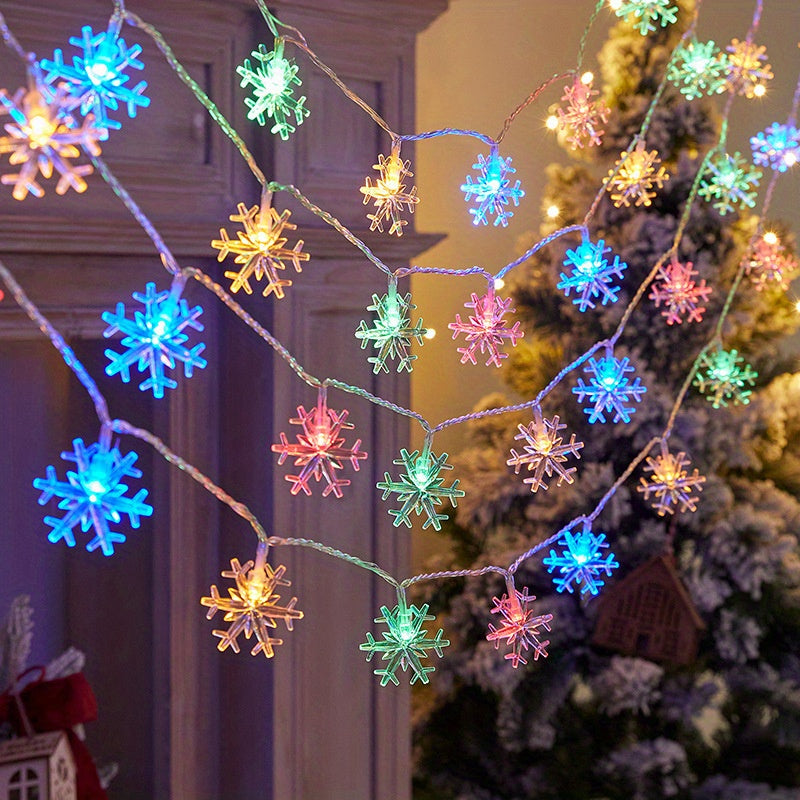 Vintage Snowflake String Lights Battery-Operated White LEDs for Christmas Weddings Gardens