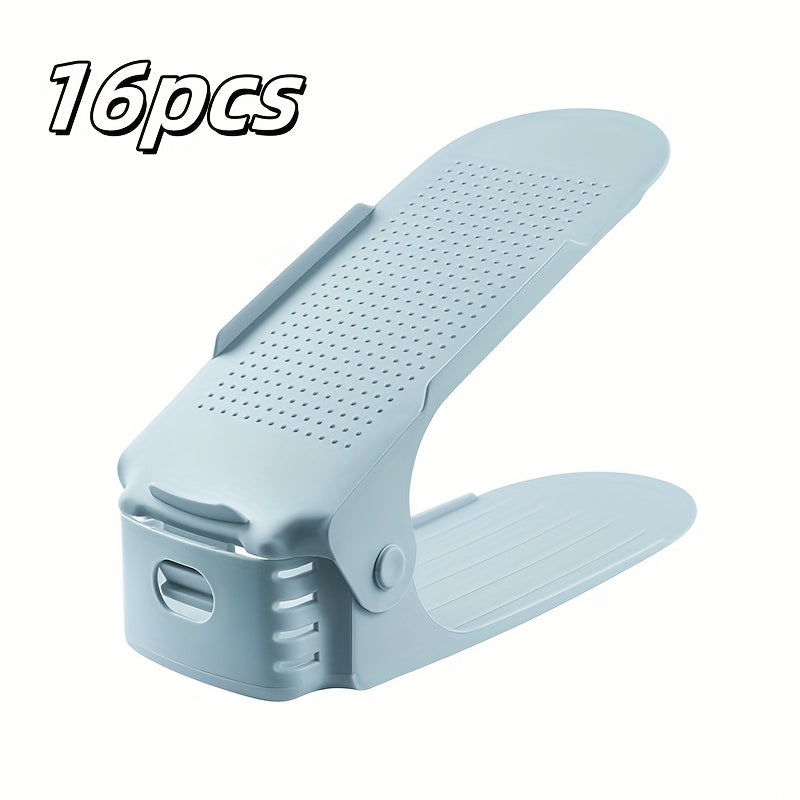 Комплект бытовой мебели для общежития, включающий 4 двухслойные полки для обуви, регулируемые и легко разбираемые и моющиеся коробки для обуви, шкаф для обуви и полку для хранения обуви на 12 и 16 предметов.