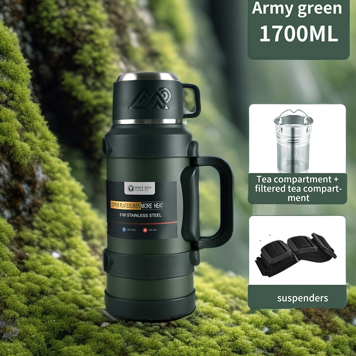 Large Capacity Insulated Stainless Steel Kettle Cooler Coffee Pot for Camping and Travel