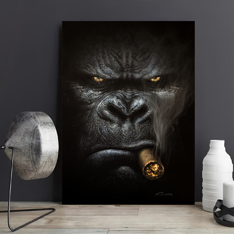 Frameless Canvas Wall Art Animal Monkey Smoking Portrait for Home Decor