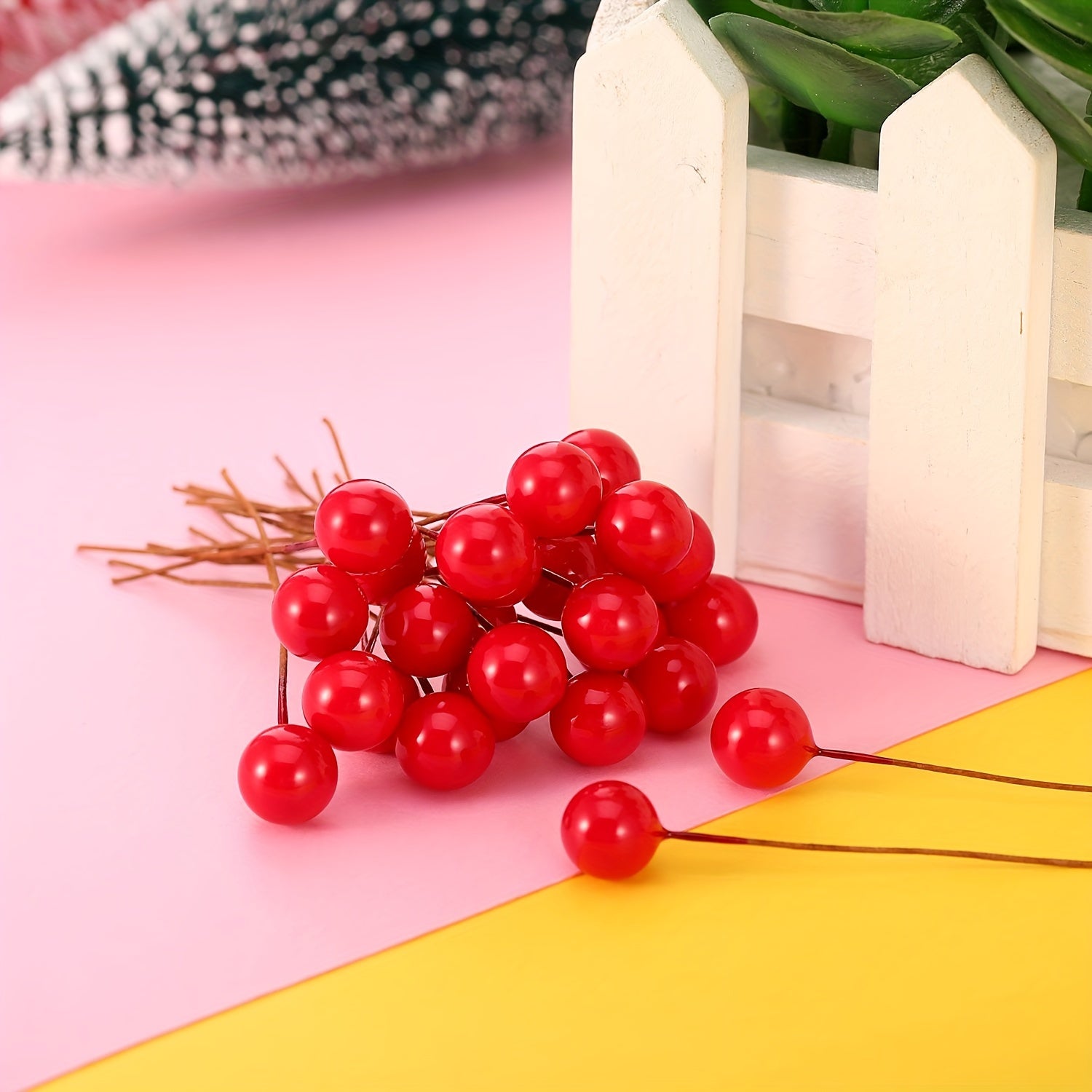 100 piezas de ramas de bayas de acebo artificiales para decoraciones de Navidad y fiestas