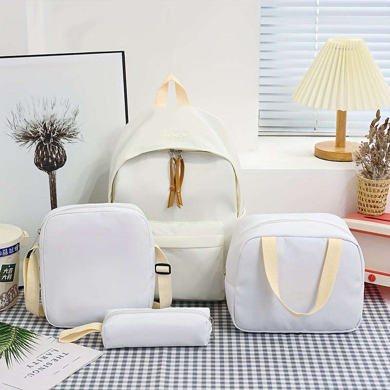 4 ta ruksak, kesish sumkasi, qo'l sumkasi va qalam sumkasi klassik bir xil ranglarda. Ayollar va erkaklar uchun tasodifiy sayohat uchun mos, katta sig'imga ega. Maktab qizlari va talabalar uchun ideal.