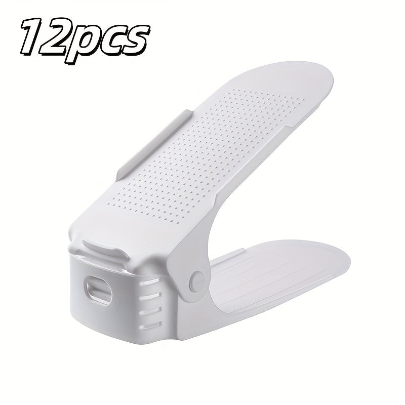 Комплект бытовой мебели для общежития, включающий 4 двухслойные полки для обуви, регулируемые и легко разбираемые и моющиеся коробки для обуви, шкаф для обуви и полку для хранения обуви на 12 и 16 предметов.