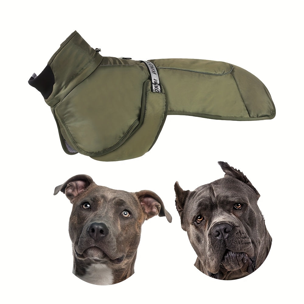 Waterproof Windproof Dog Jacket with Fleece Lining for Small to Large Breeds