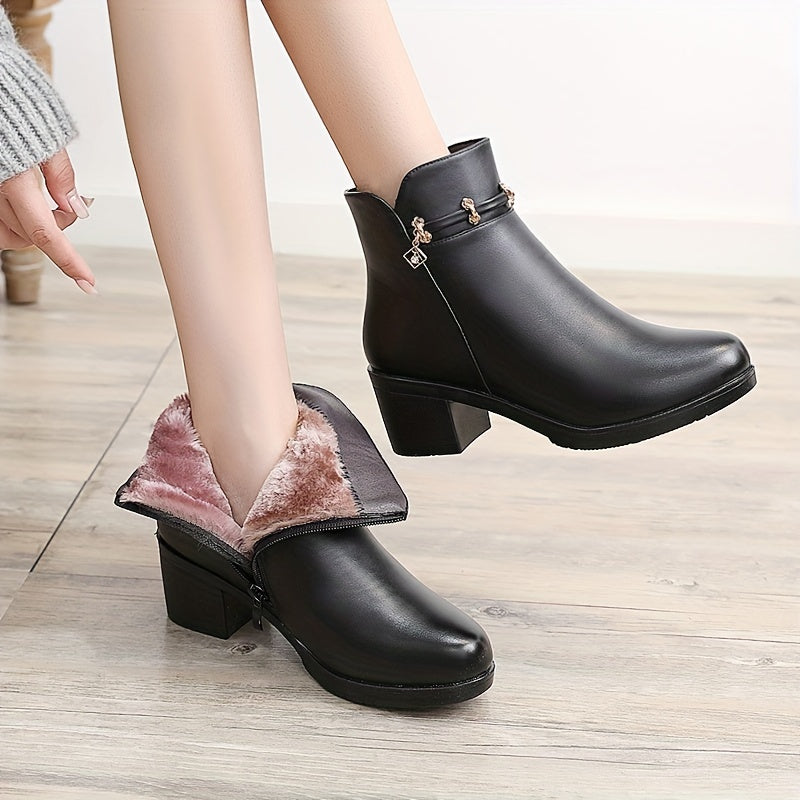 Women's Winter Boots Chelsea Style Non-Slip Cold Weather Shoes Black